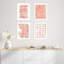 Motif de coups de peinture pastel rouge, formes géométriques abstraites encadrées, décor de salle de bain encadré sur papier, impression 4 pièces-93012440-93012441