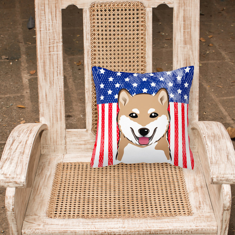  Coussin 14 "American Flag, 18 po x 18 po, Shiba Inu
