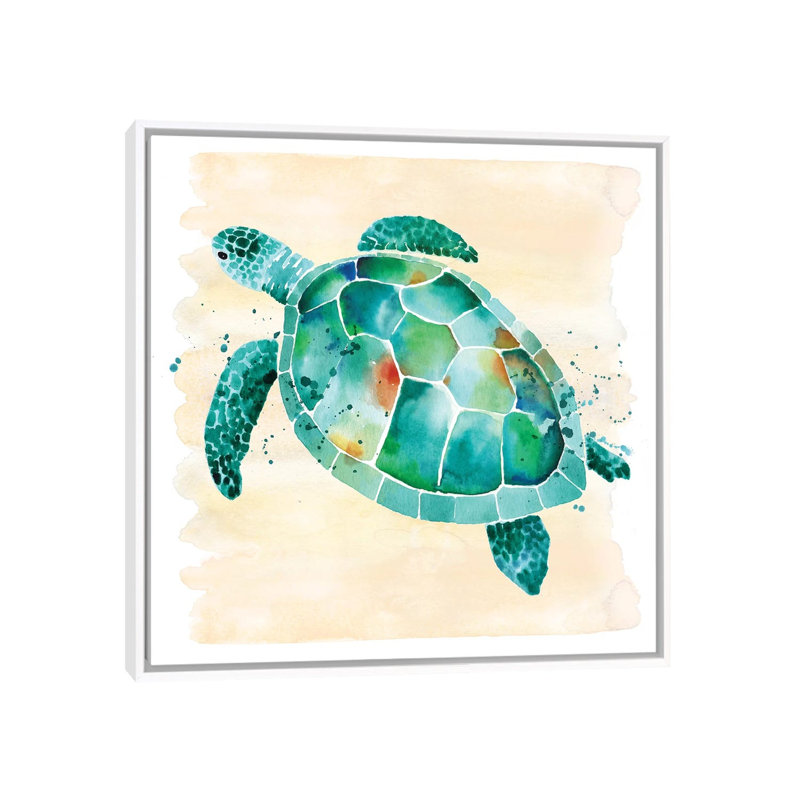 Sea Turtle by Sara Berrenson - Print on Canvas, 66.04 cm H x 66.04 cm W, White Framed