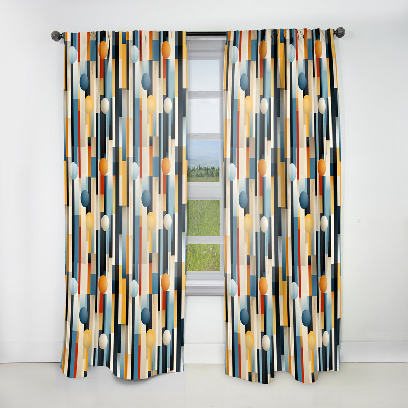 Retro Futurism Striped Motif I - Rideau rayé - Rideau rayé obscurcissant - 1 panneaux, L 52 po x L 120 po