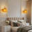 Boho Brown 1-Light Armed Wall Sconce With Woven Paper Rope Shade