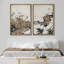 Abstrait feuille de palmier minimaliste moderne, art mural moderne, décoration de chambre neutre sur toile, 2 pièces-92285226-92285228