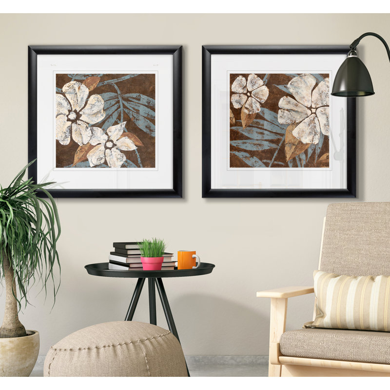 « fleurs on chocolat i », ensemble de 2 reproductions encadrées, Cadre noir
