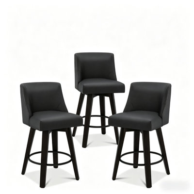 Tabouret de bar et de comptoir pivotant à 360 ° Novogratz - Structure en bois massif (ensemble de 3)