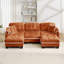 Chenille Cloud U-Shaped Sofa With 4 Pillows, Movable Ottoman Pom-Pom Trim Quilted Tufted Cushion Ergonomic Design, Easy Assembly Deep Seat Couch For Living Room Office, Apartment-134545874-134545876