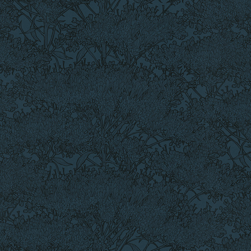 Absolutely Chic Cherry Blossom Motif 33' L x 21" W Wallpaper Roll, Navy