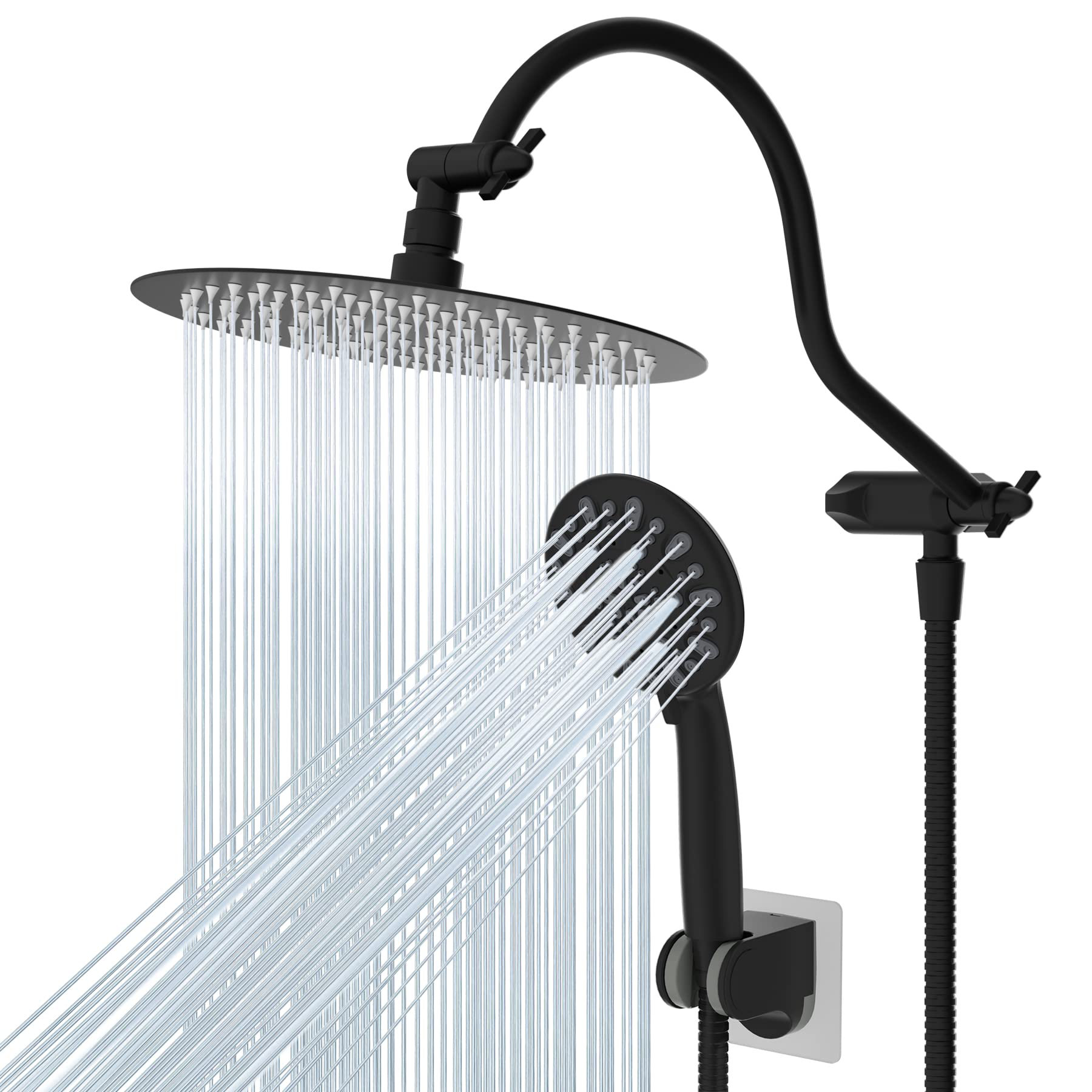 8 Rainfall Nozzle Shower Head - 19 Extended Arm - Oil Rubbed Bronze