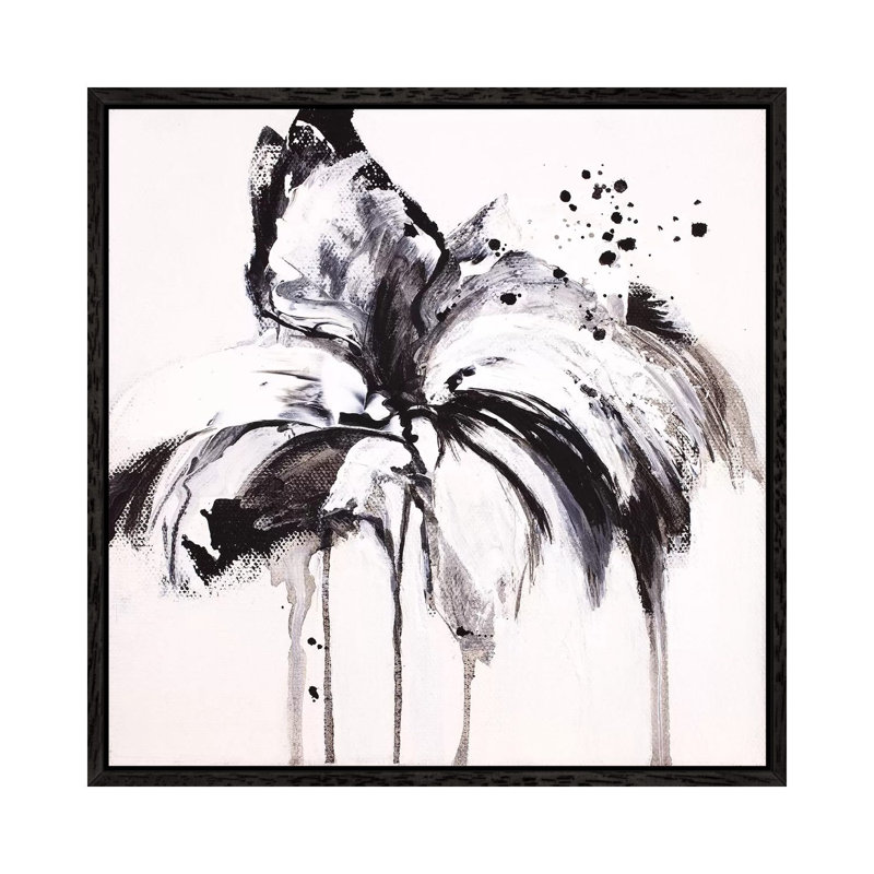 Moon Flower IX by Jude Remedios - Painting on Canvas, Black Framed, 45.72cm H x 45.72cm W x 3.81cm D
