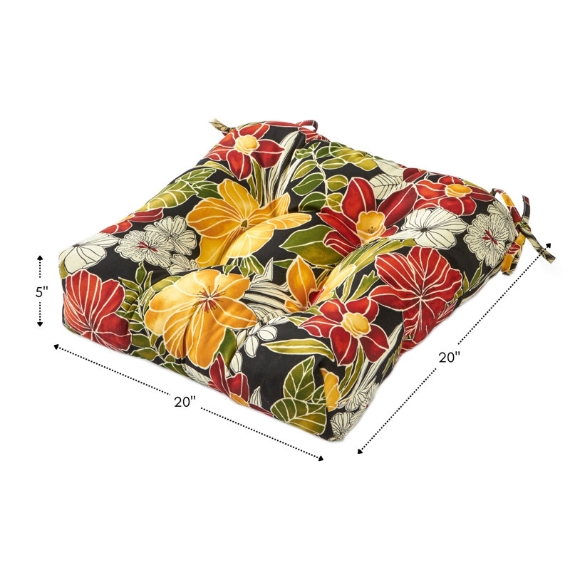 Shipton Outdoor 20'' Dining Chair Seat Cushion, Aloha Black, 1