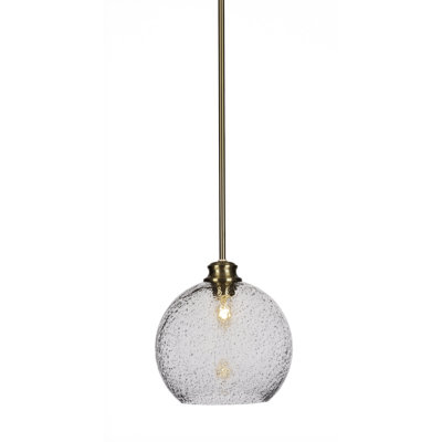 Kimbro Stem Hung Pendant With 9.5" Smoke Bubble Glass