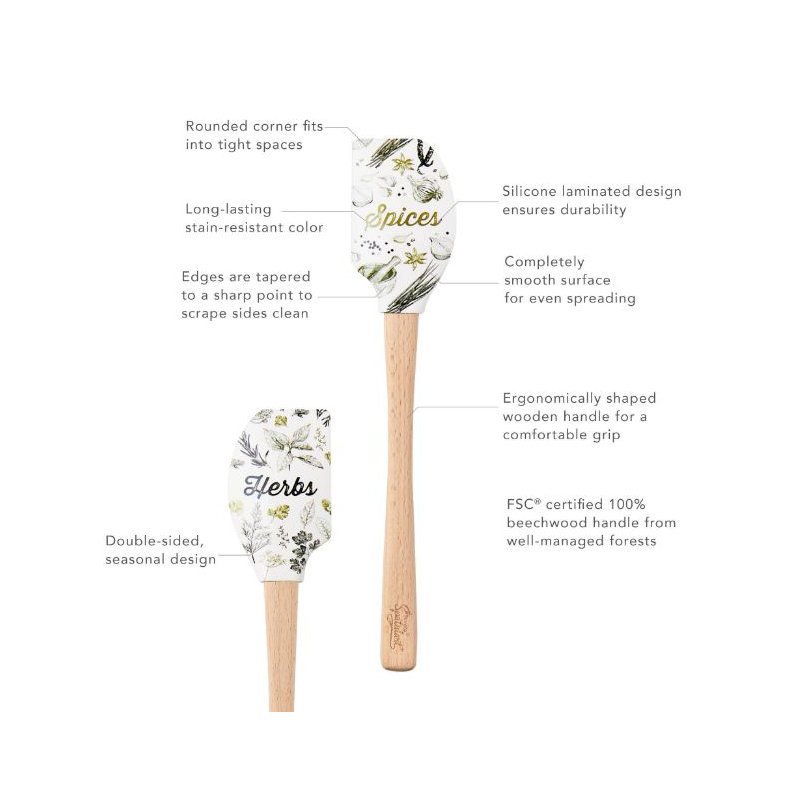 Spatulart® Herbs & Spices Wood Handled Spatula