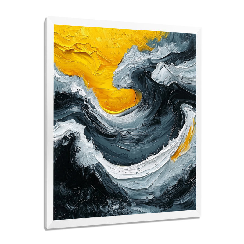Ause - Art mural abstrait, salon, H 32 po x l 24 po, Picture Framed, Blanc