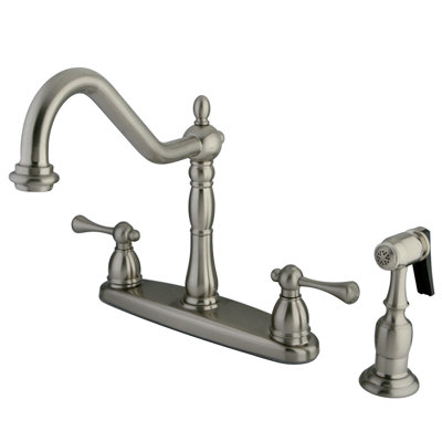 Kingston Brass English Vintage Two-Handle 4-Hole 8" Centerset Kitchen Faucet with Side Sprayer