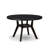 5 Piece Dining Table Set consists of a Round Table with a pedestal and 4 Navy Blue Polyester Fabric Parson Chairs, Sand Blasted Black-803396842-802612576