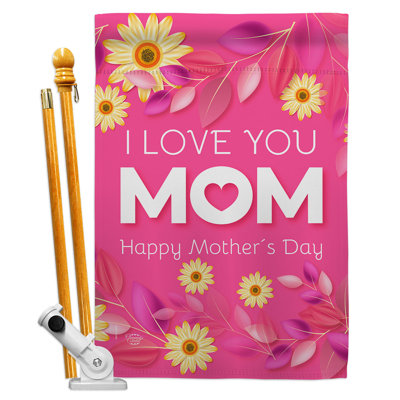 Double Sided 40 in. H x 28 in. W Polyester Mother's Day Flag set