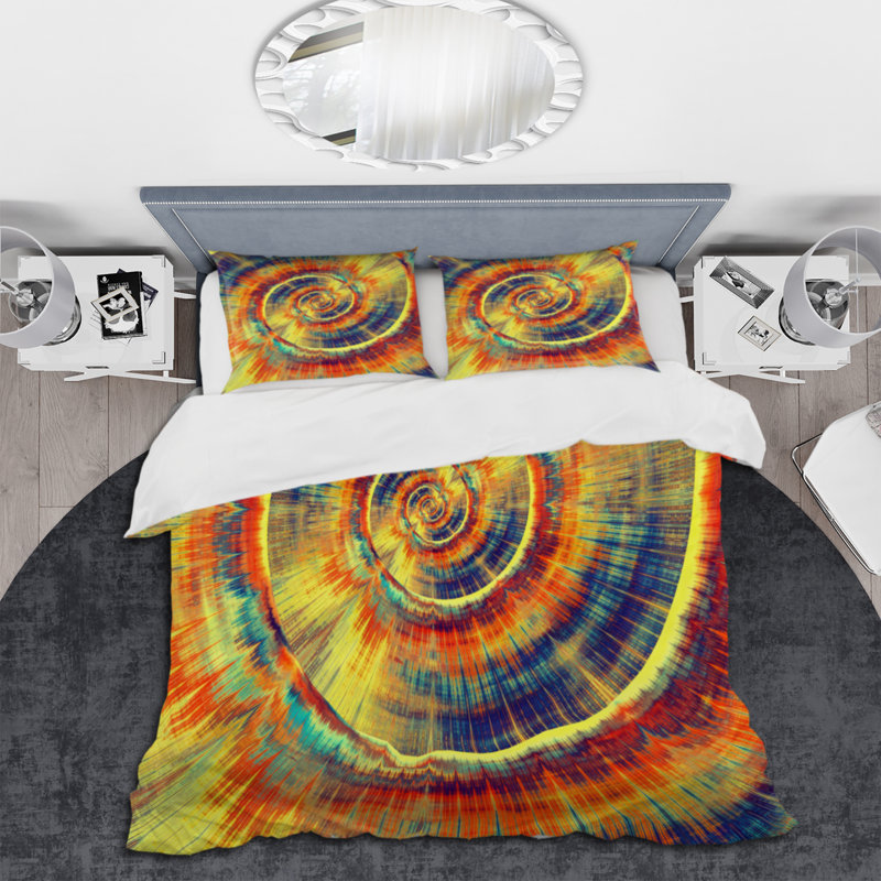 Ensemble de housse de couette Spiral Bright, Housse de couette simple + 1 taie décorative stan