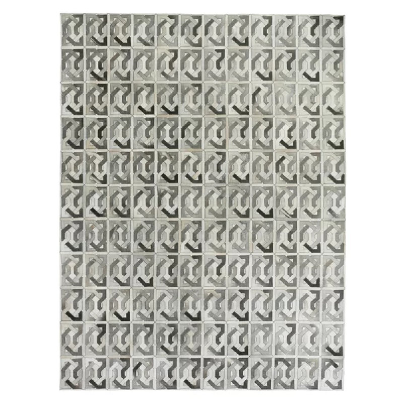 Natural Hide Cowhide Geometric Area Rug, Rectangle 11'6" x 14'6"