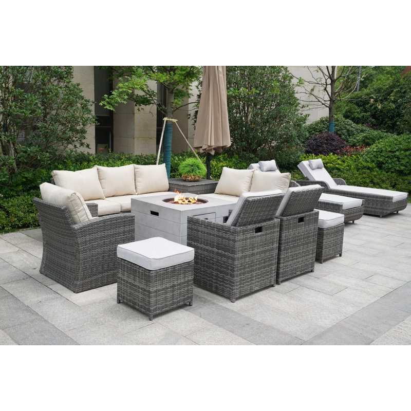 Wicker 12 - Person Patio Conversation Set with Cushions