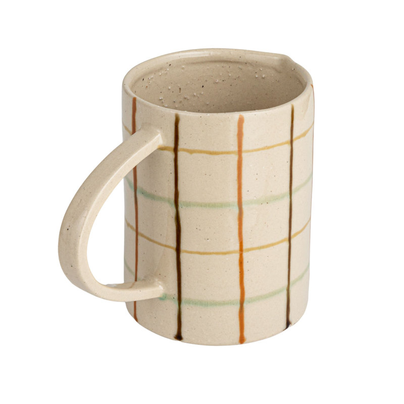 32 Oz. Stoneware Pitcher With Checkered Pattern