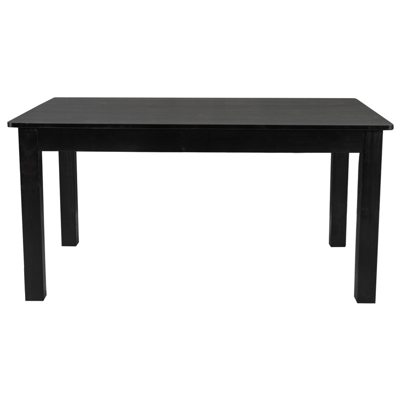 Dejon Rectangular Solid Pine Farmhouse Dining Table, Black Wash, 38"W x 60"L