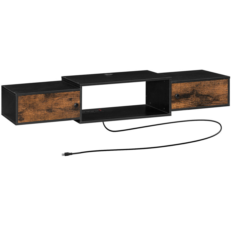 Meuble télé 55 po avec prise de courant flottante, console média murale moderne pour rangement sous la télé, centre de divertissement