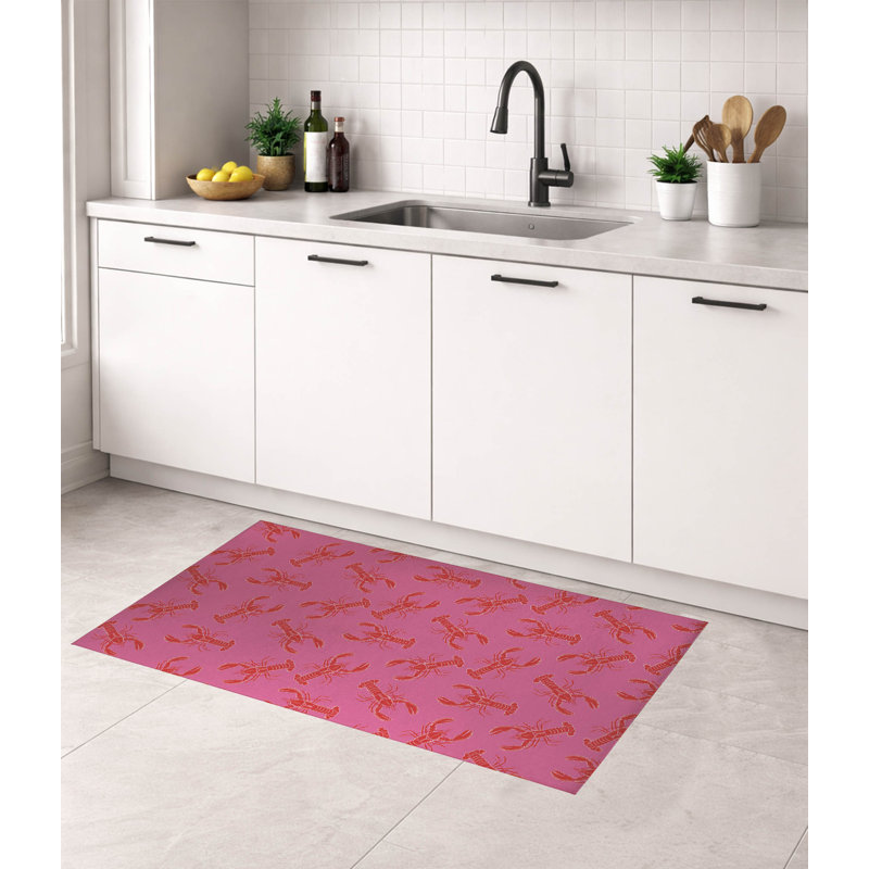 Tapis de cuisine léger Lobster, Rectangulaire 3 pi x 5 pi, Rose