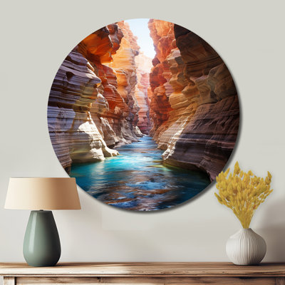 Gullens Canyon Antelope Turquoise Drips - Paysages d'art rond en métal
