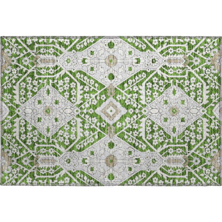 Premium Machine Washable Elaine Green Rug
