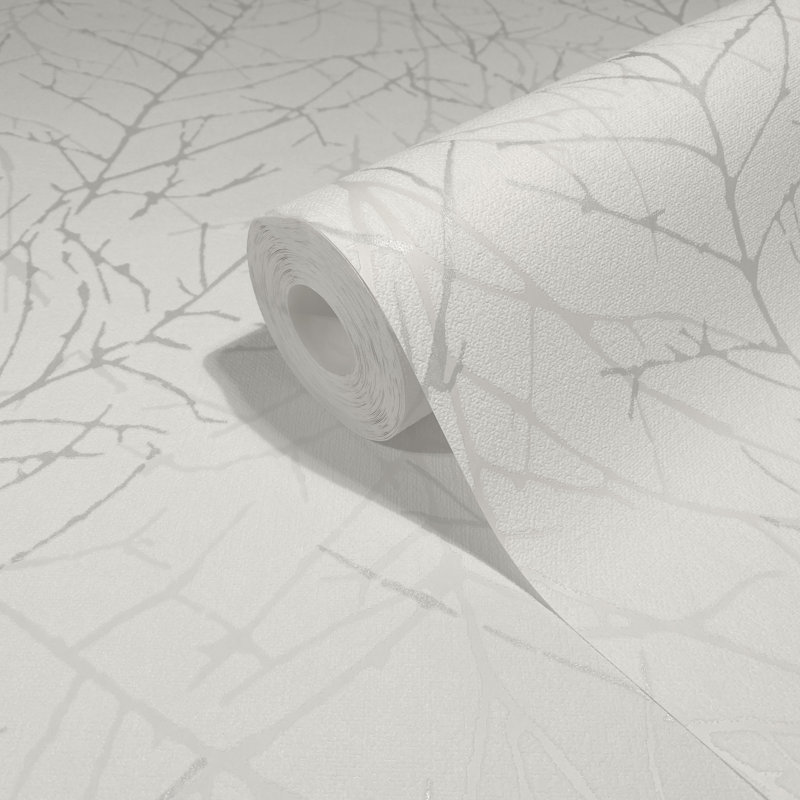 Norbie Industrial Effects Graphic Tree Stem Wallpaper Roll 10.05cm x 53cm, White