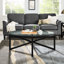 Table basse moderne simple en verre, table basse en verre trempé avec base solide et plateau en verre transparent-1356031035-1345509840