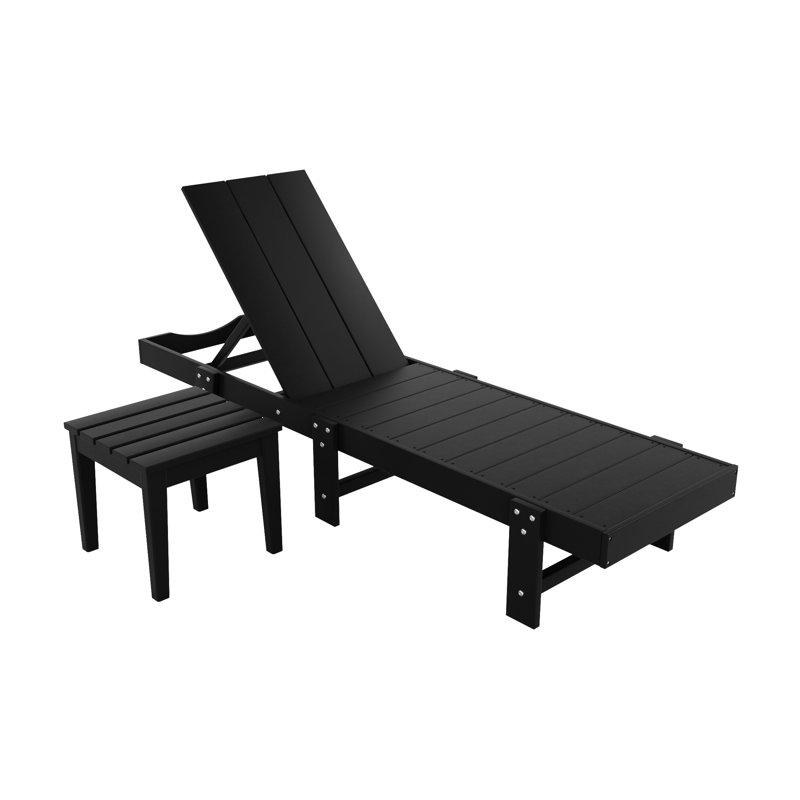 Chaise longue inclinable 77,6 po en poly, Noir