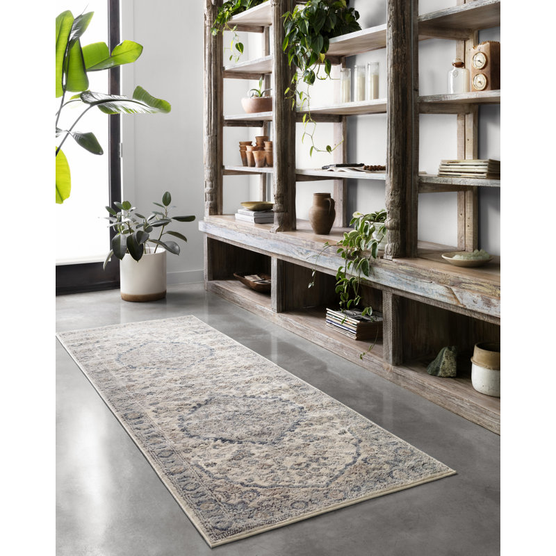 Tapis oriental naturel / gris Sagefield, Tapis de couloir 2 pi 8 po x 10 pi 6 po