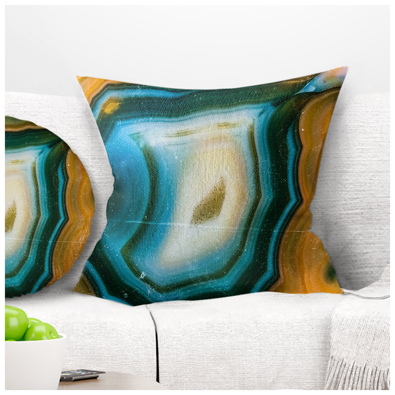 Motif d'agate coloré - coussin imprimé abstrait, 16 po x 1 po, Coussin décoratif