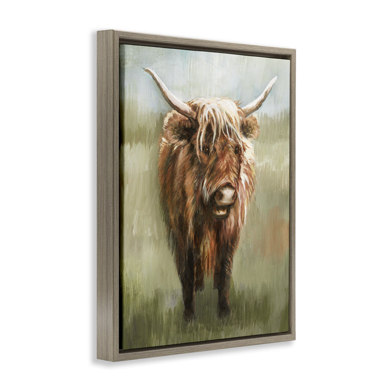 Art mural sur toile Highland, Cadre flottant orme Montalcino, H 21 po x l 17 po