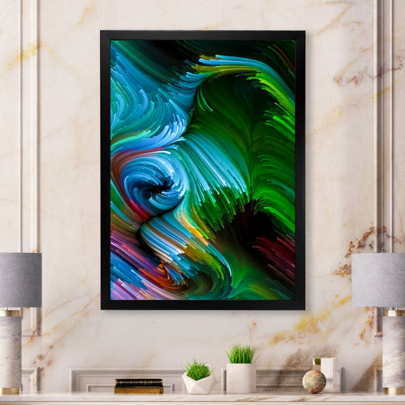 Art coloré moderne sur toile, Cadre noir, H 20 po x l 12 po x P 1 po