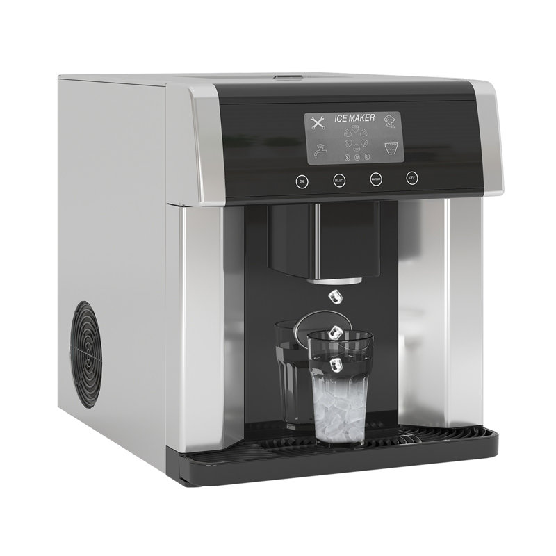 2-in-1 Bottleless Ice Maker with Cold Water, Water Dispenser with 33lbs/24H Ice Production, Self-Cleaning Ice Machine with Water Line Supply, 3 Size Bullet Cube, Ideal for Home, Party, Office, RV,Whisperquiet & Touchscreen Control(Black)