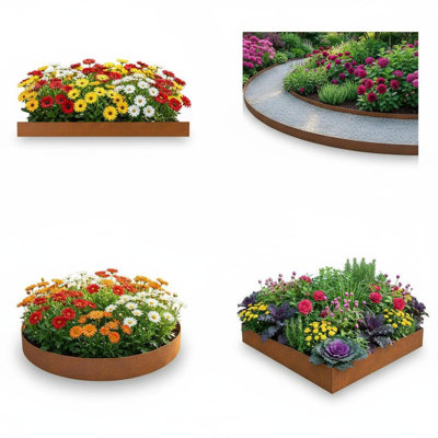 Bordure de paysage en acier galvanisé robuste, bordure de jardin pliable 40 po x 8 po avec pointes de requin, bordure en métal ondulé antirouille pour parterres de fleurs, allées, allées, paquet de 6
