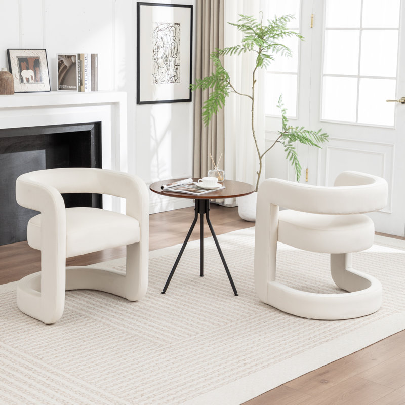 Ensemble de 2 chaises de salle à manger en velours Kirsi, Beige