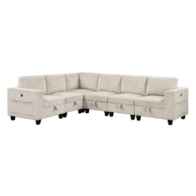 6-Piece Modular Sectional With Storage Seats