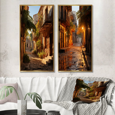 Cuba Havana Vieja Alleyways - Cuba Landscape Canvas Wall Art Set Of 2