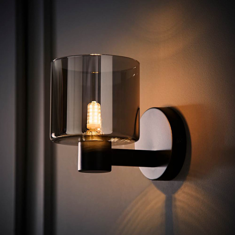Alfiere Armed Sconce, Matte Black, 11cm H x 13cm W x 17cm D, 1
