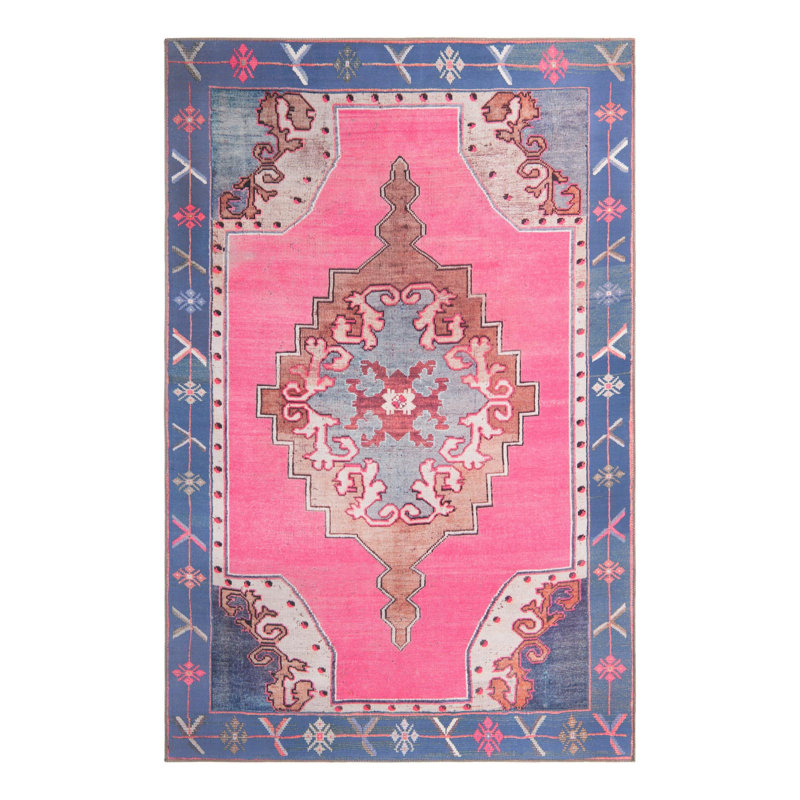Tapis traditionnel d'Oppie fuchsia / violet, Rectangle 8 pi x 10 pi