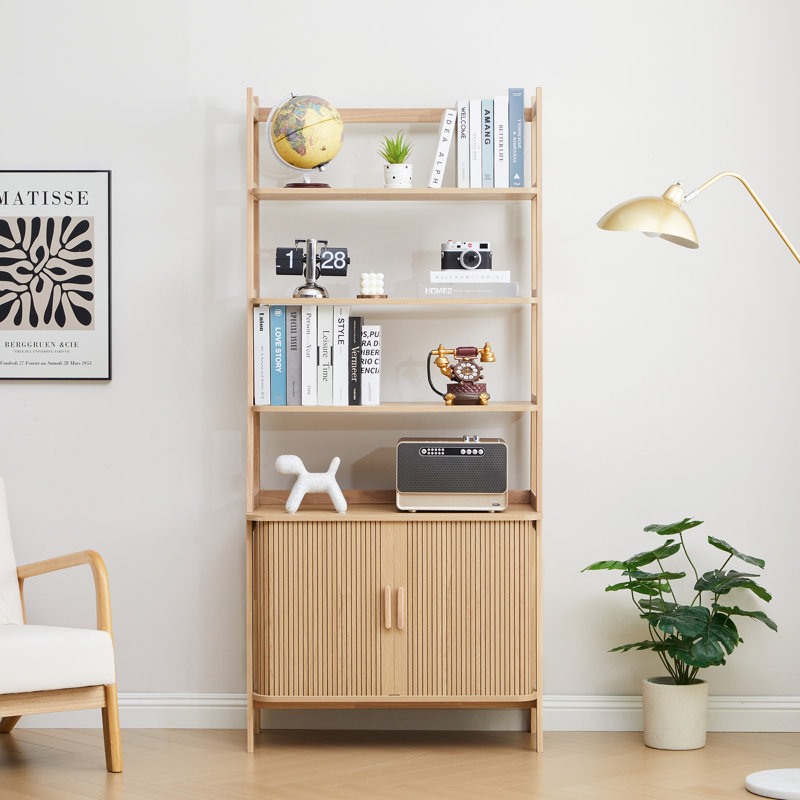 Bibliothèque moderne avec portes coulissantes, Naturel