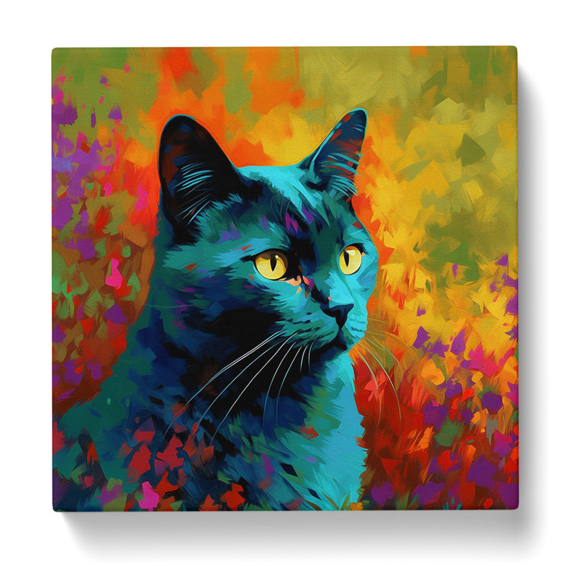 Cat Colour Field Painting No.4 - Wrapped Canvas, 35cm H x 35cm W x 3cm D
