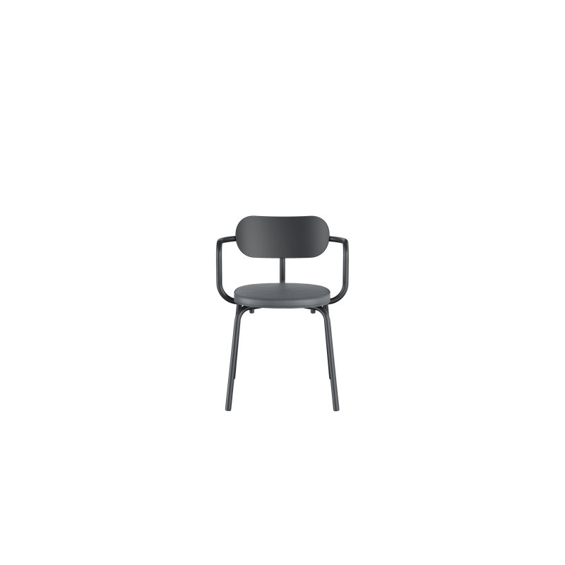 Khylia 18.1'' H Upholstered Metal Armchair, Gray, Black