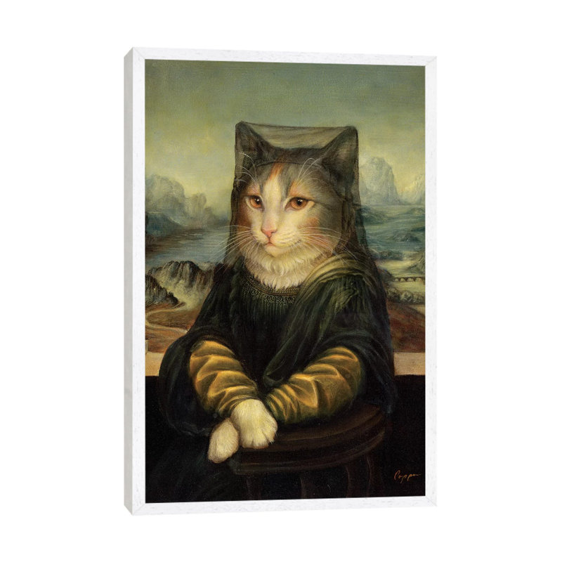Mona Peaches by Melinda Copper - Painting on Canvas, 101.6 cm H x 66.04 cm W, White Framed