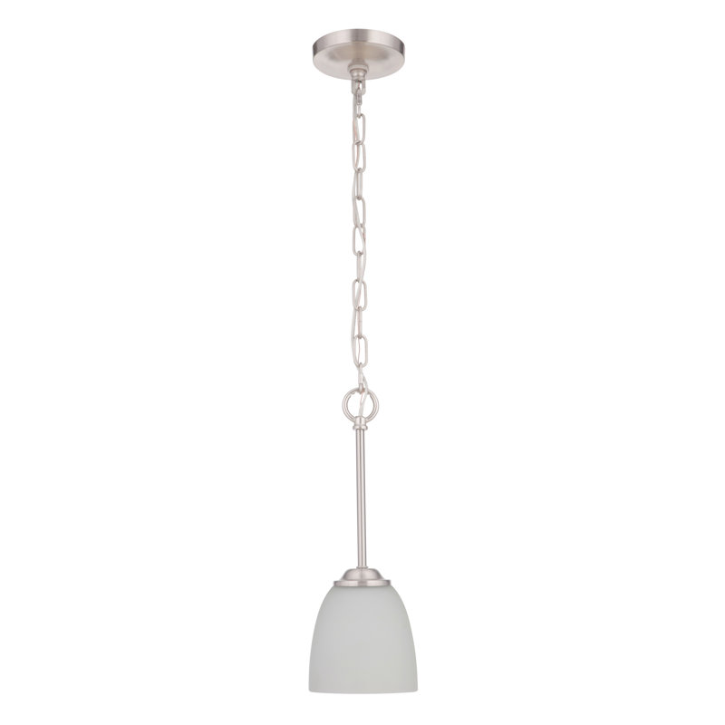 1 - Light Single Pendant, Brushed Polished Nickel, Clear Seeded