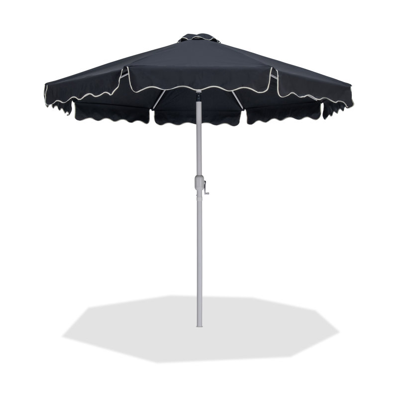 Parasols de patio en tissu avec passepoil Amalfi, Noir, Blanc