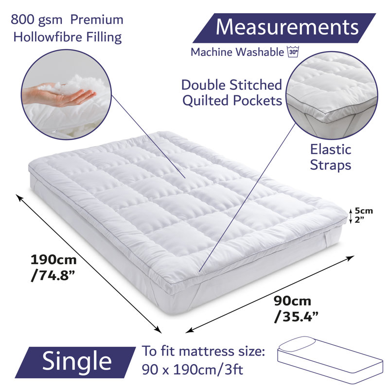 Gerika 5cm Mattress Topper, Single (90 x 190 cm)