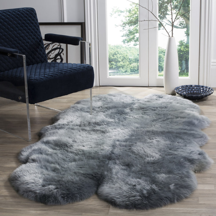Solid Colour Sheepskin Area Rug